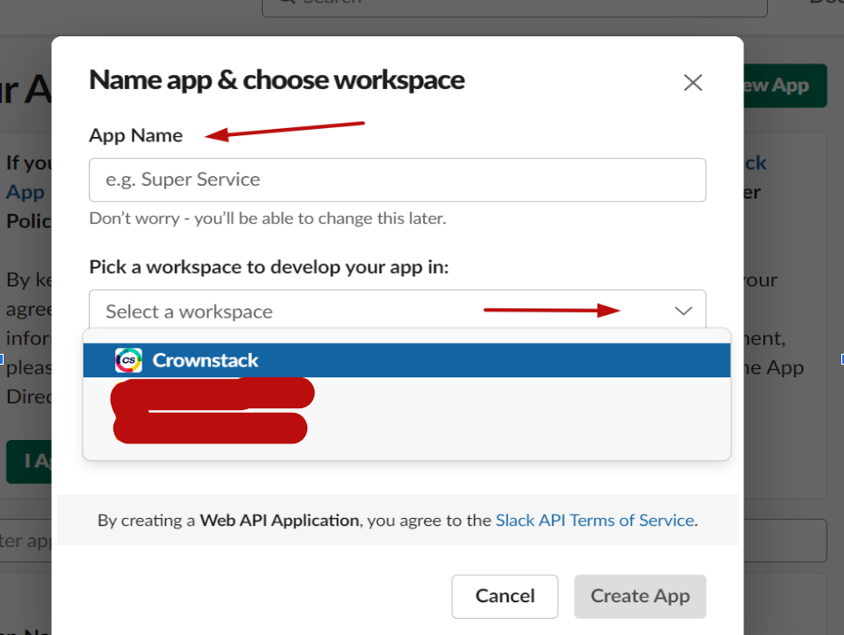 Slack Create App Form - 1
