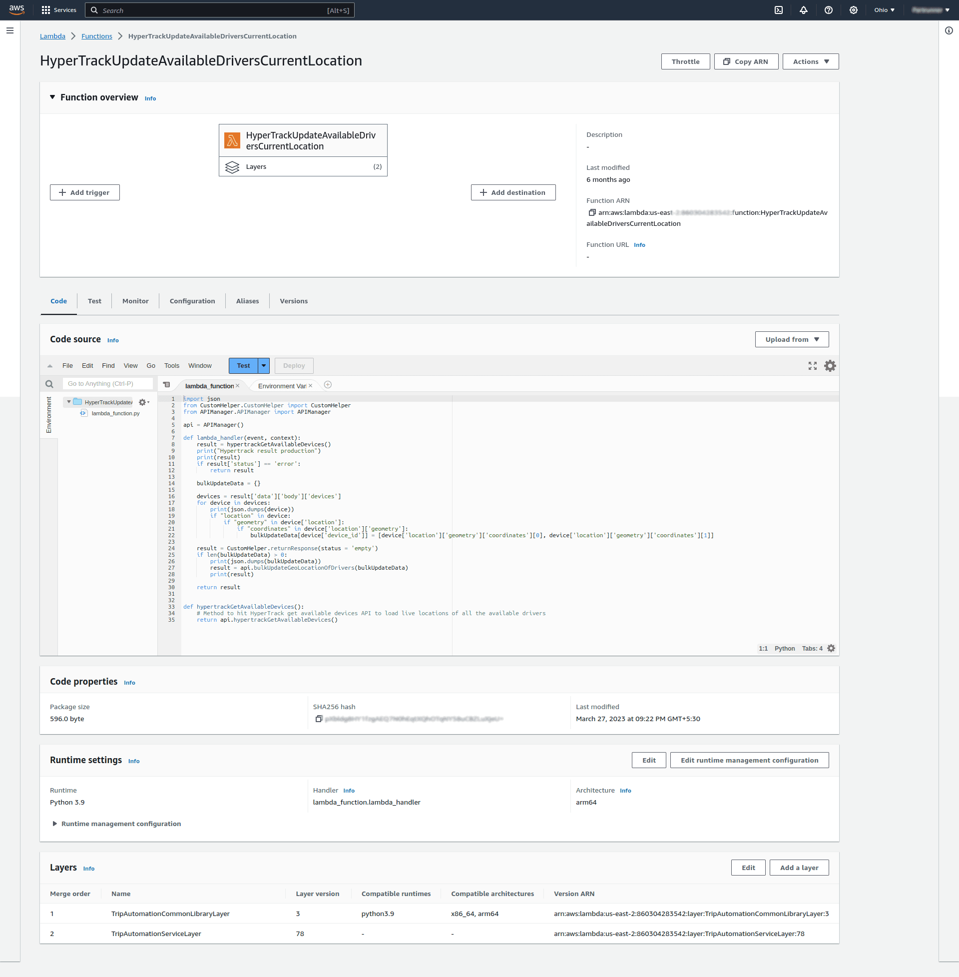 AWS Lambda Code for our use-case