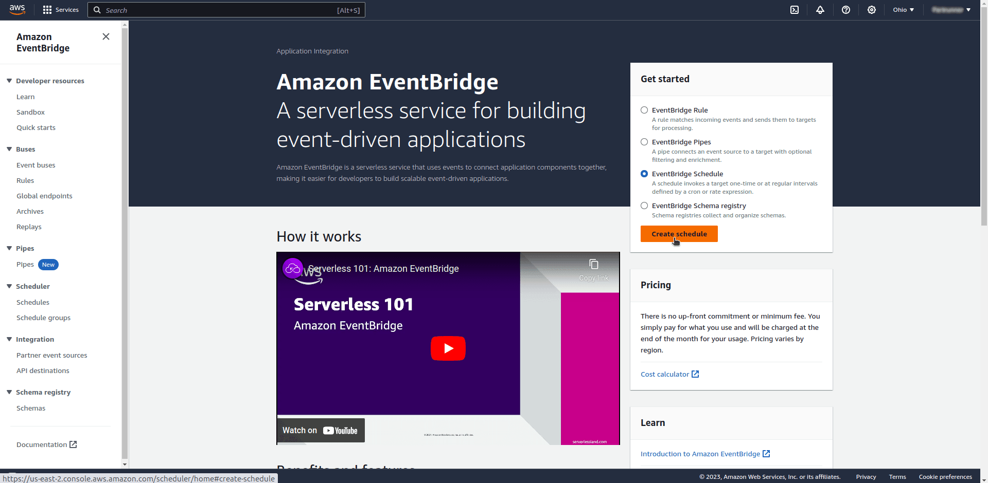 Select EventBridge Schedule