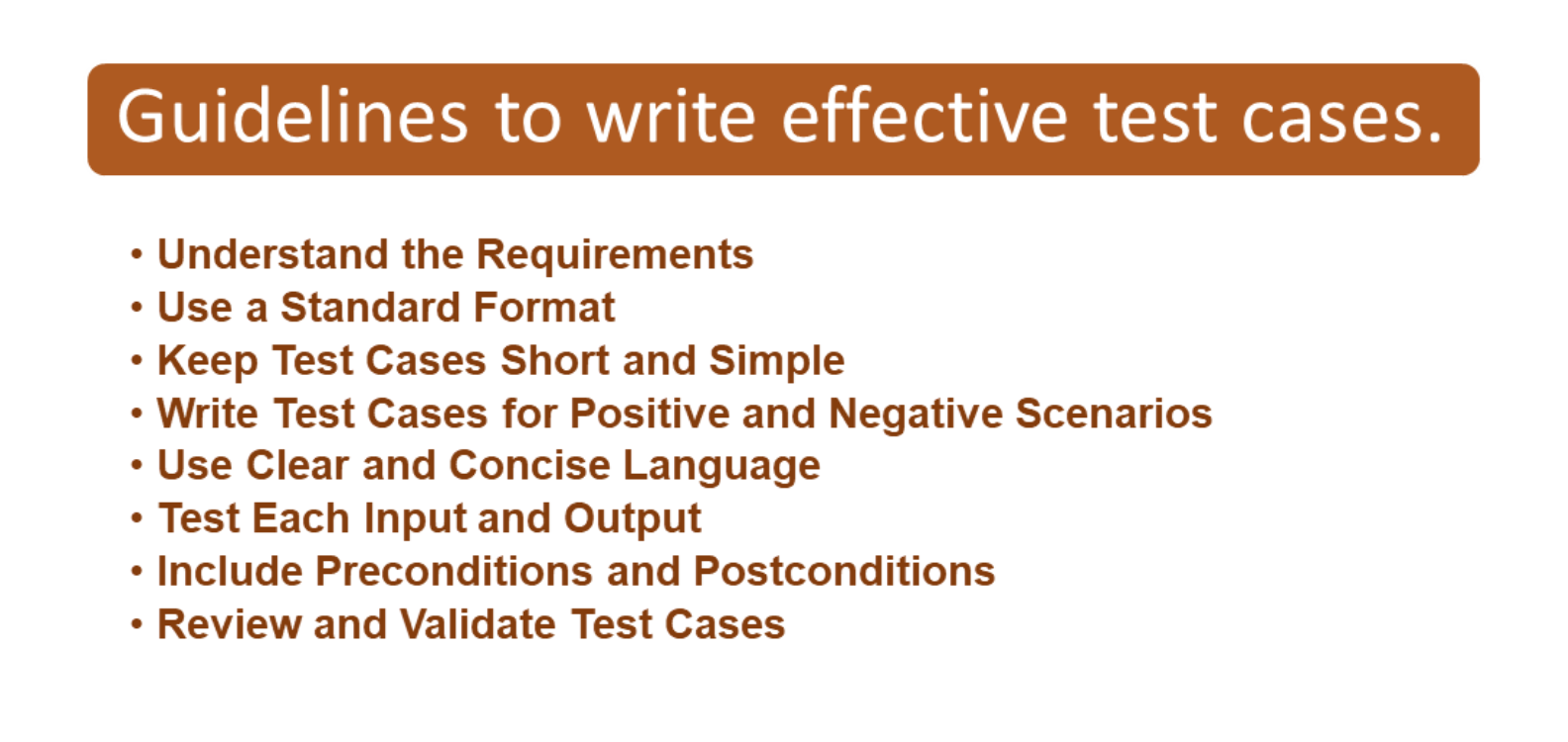 Guideline to write effective test cases